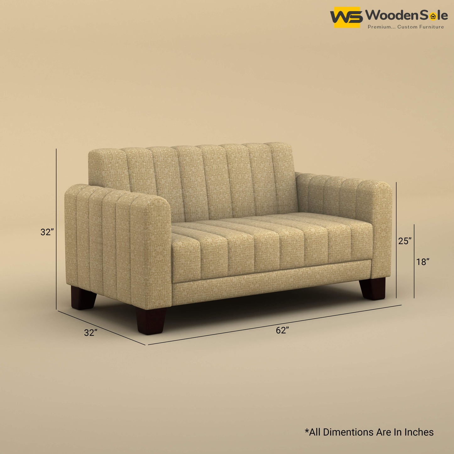Furo 2 Seater Fabric Sofa (Cotton, Faux Cream)