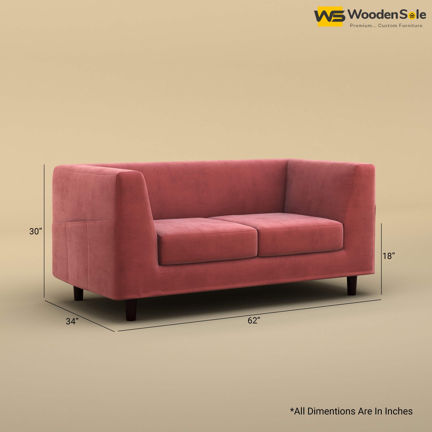 Hardik Loveseat (Velvet, Pink)