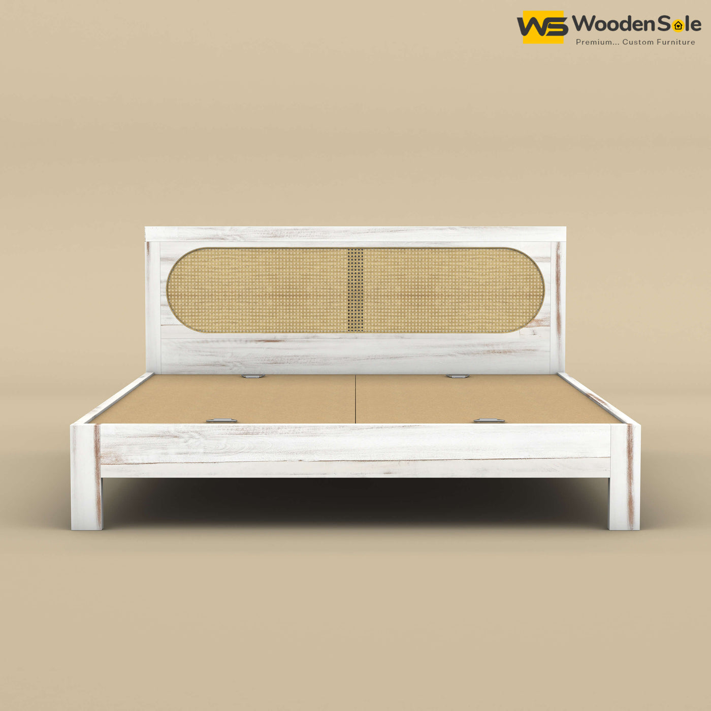 Wooden Sole Caning Bed (King Size, Distress Finish)