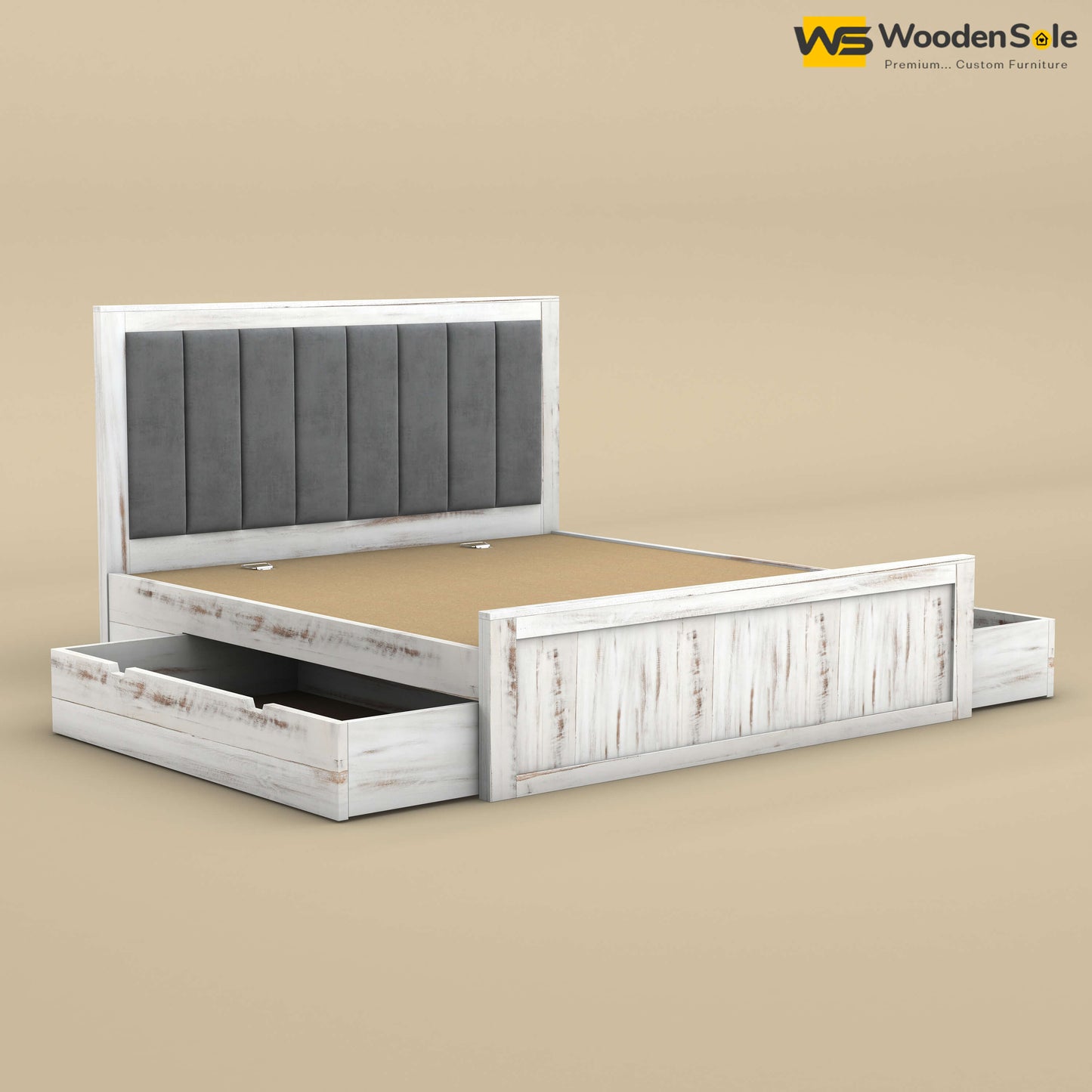 Hamza Drawer Storage Bed (King Size, Distress Finish)
