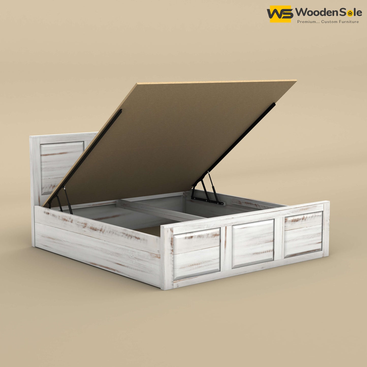 Big Diamond Hydraulic Storage Bed (King Size, Distress Finish)
