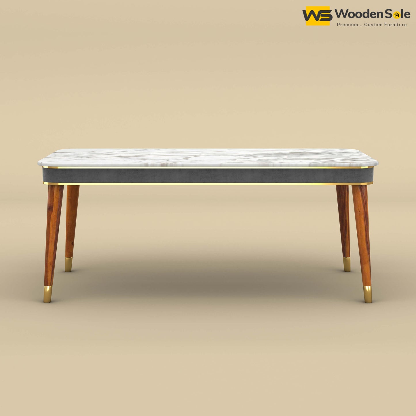 Dublin Marble Top 6 Seater Dining Table (Velvet, Charcoal Gray)