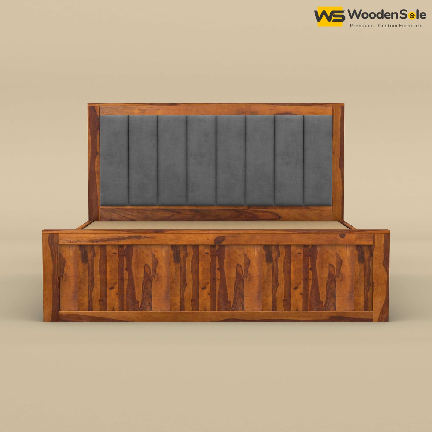 Hamza Hydraulic Storage Bed (King Size, Honey Finish)