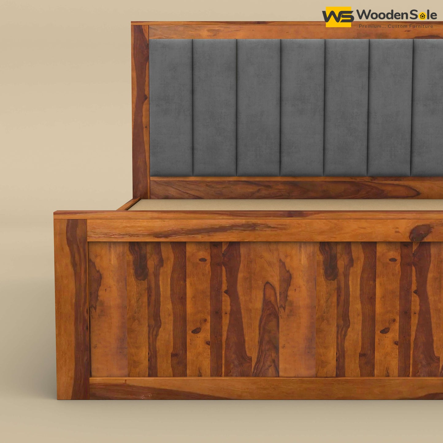 Hamza Hydraulic Storage Bed (King Size, Honey Finish)