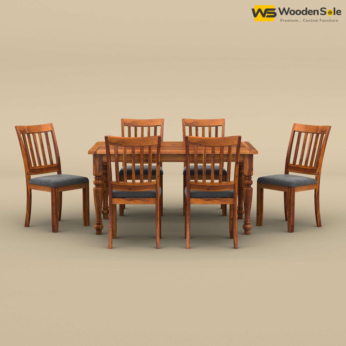 Martha 6 Seater Dining Table Set (Honey Finish)