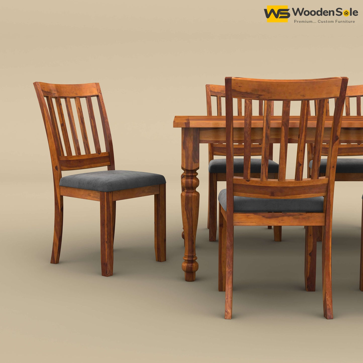 Martha 6 Seater Dining Table Set (Honey Finish)