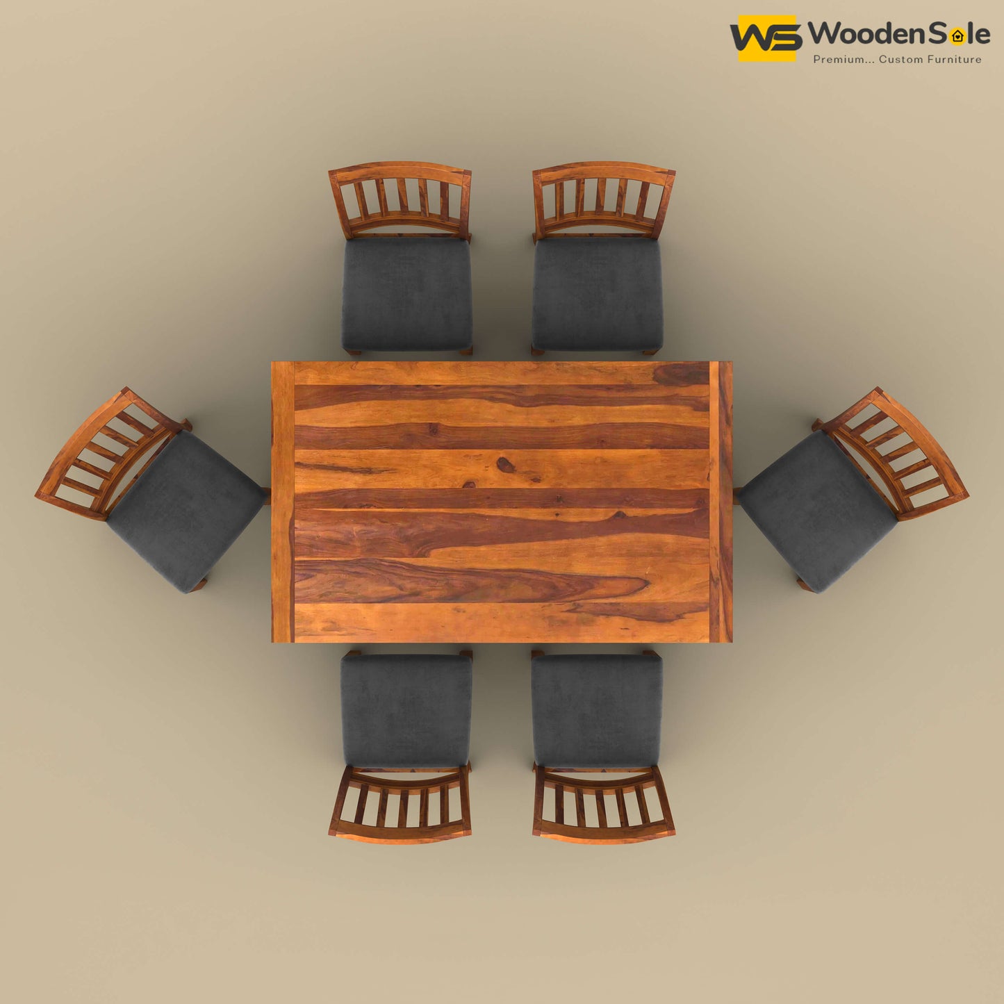 Martha 6 Seater Dining Table Set (Honey Finish)