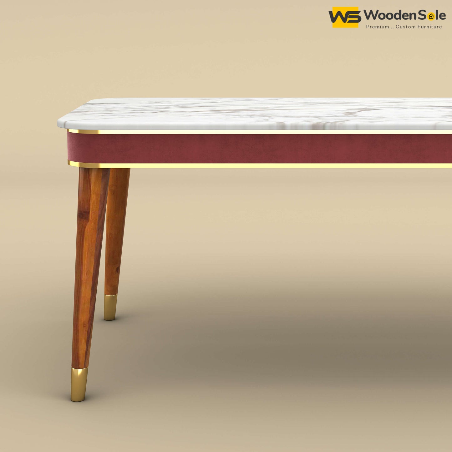 Dublin Marble Top 6 Seater Dining Table (Velvet, Pink)