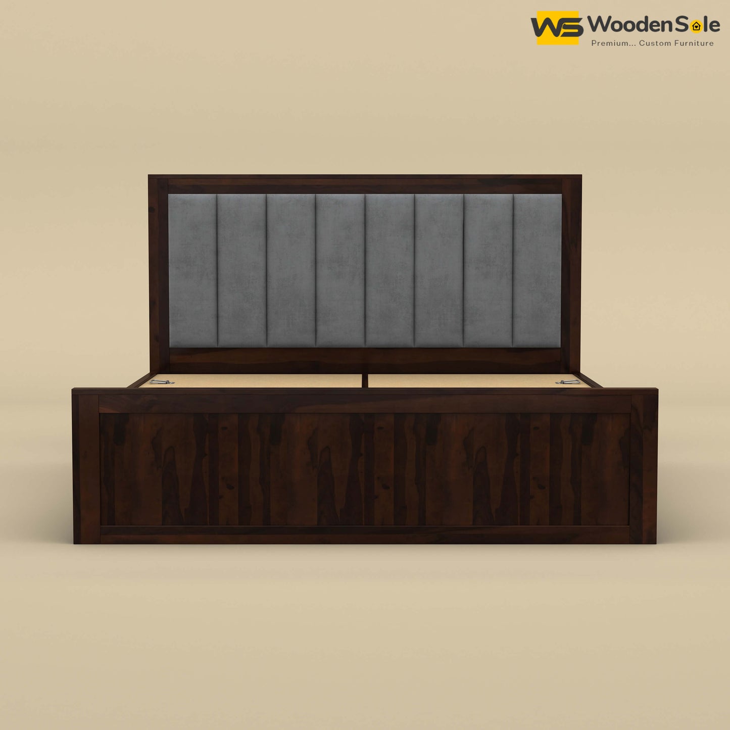 Hamza Box Storage Bed (King Size, Walnut Finish)