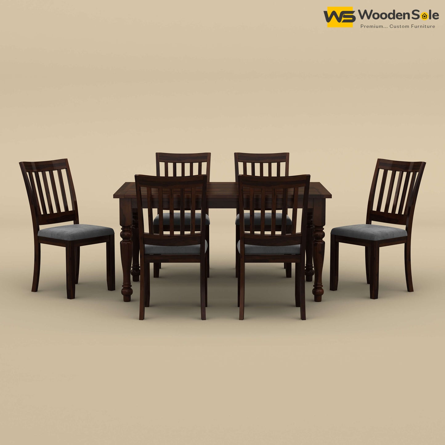 Martha 6 Seater Dining Table Set (Walnut Finish)