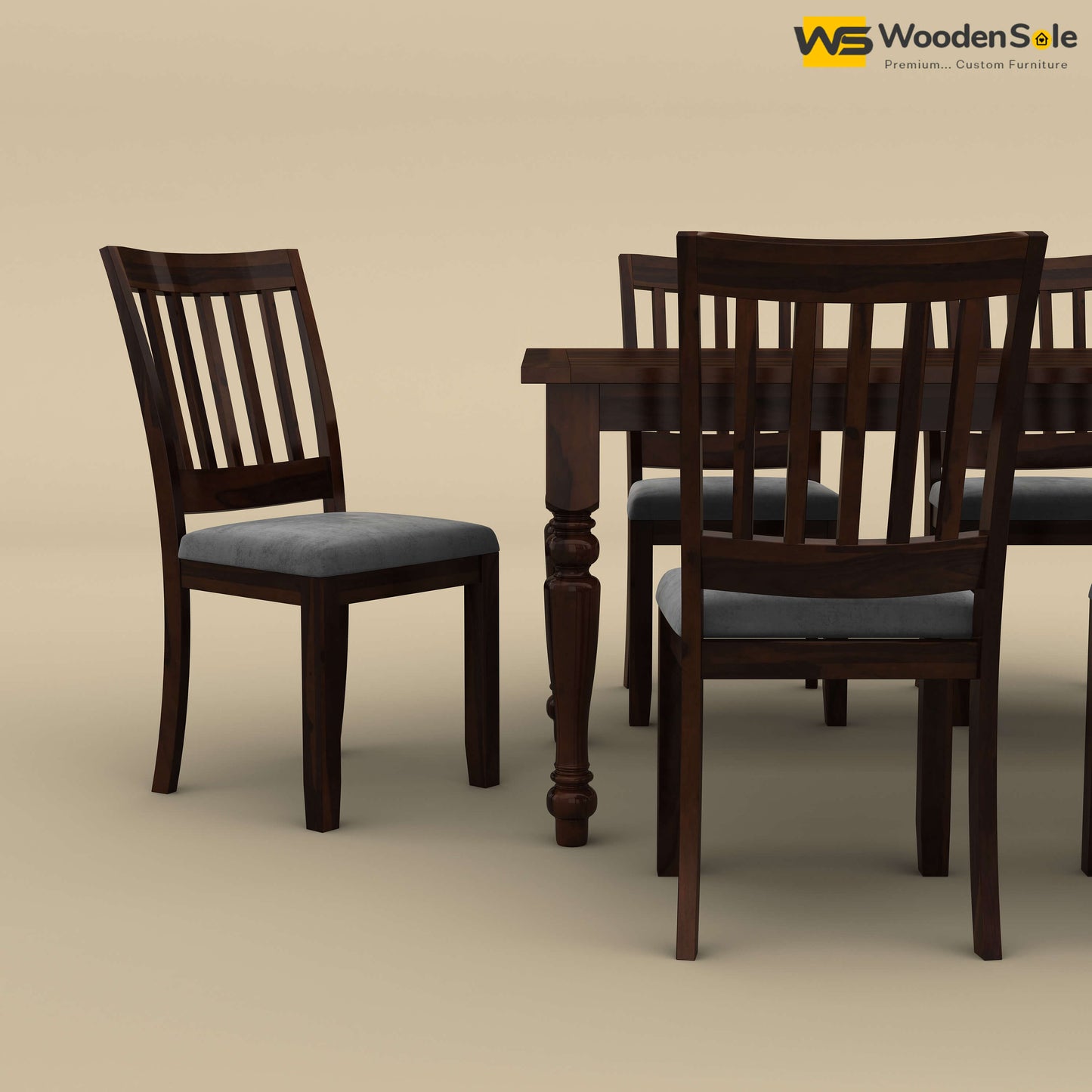 Martha 6 Seater Dining Table Set (Walnut Finish)