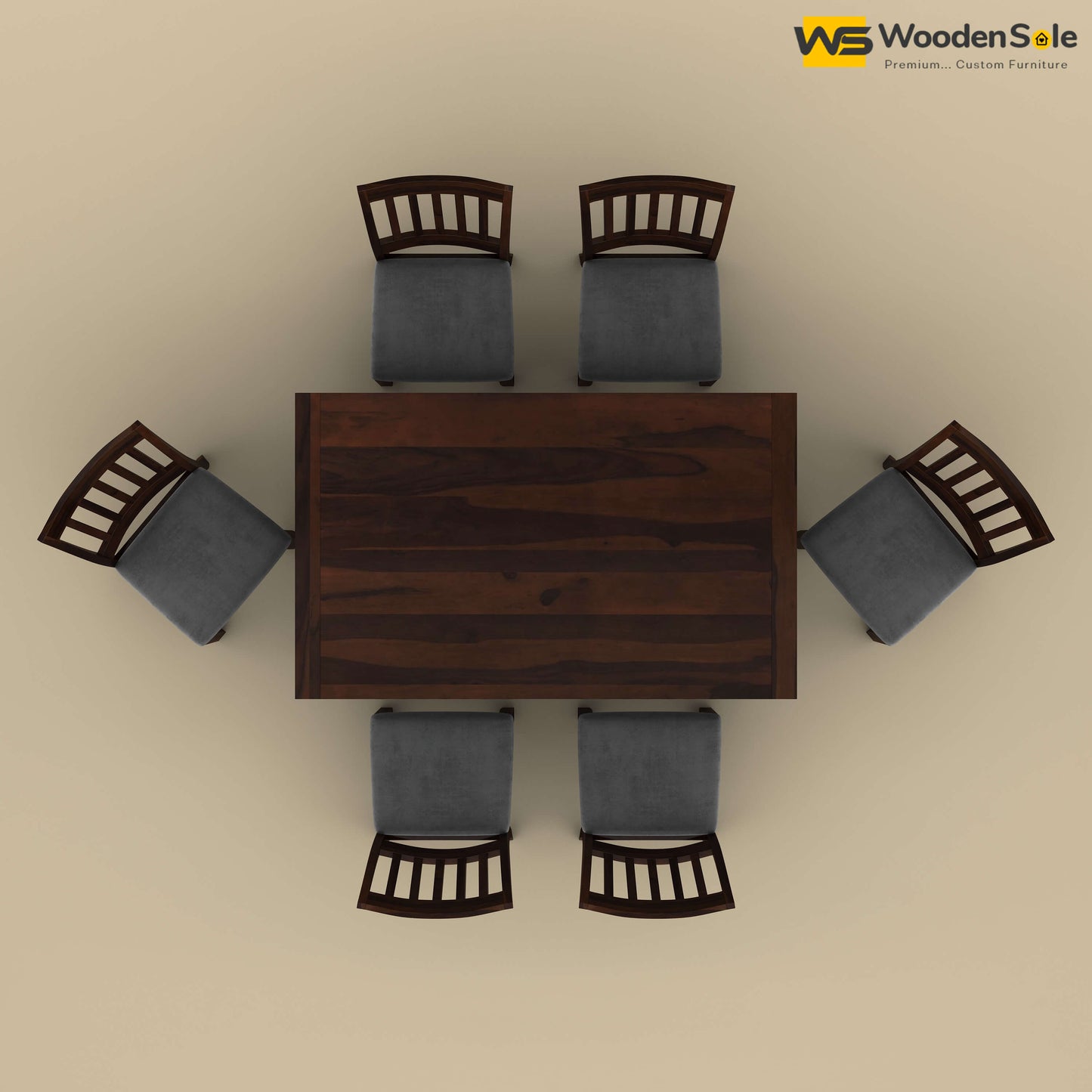 Martha 6 Seater Dining Table Set (Walnut Finish)