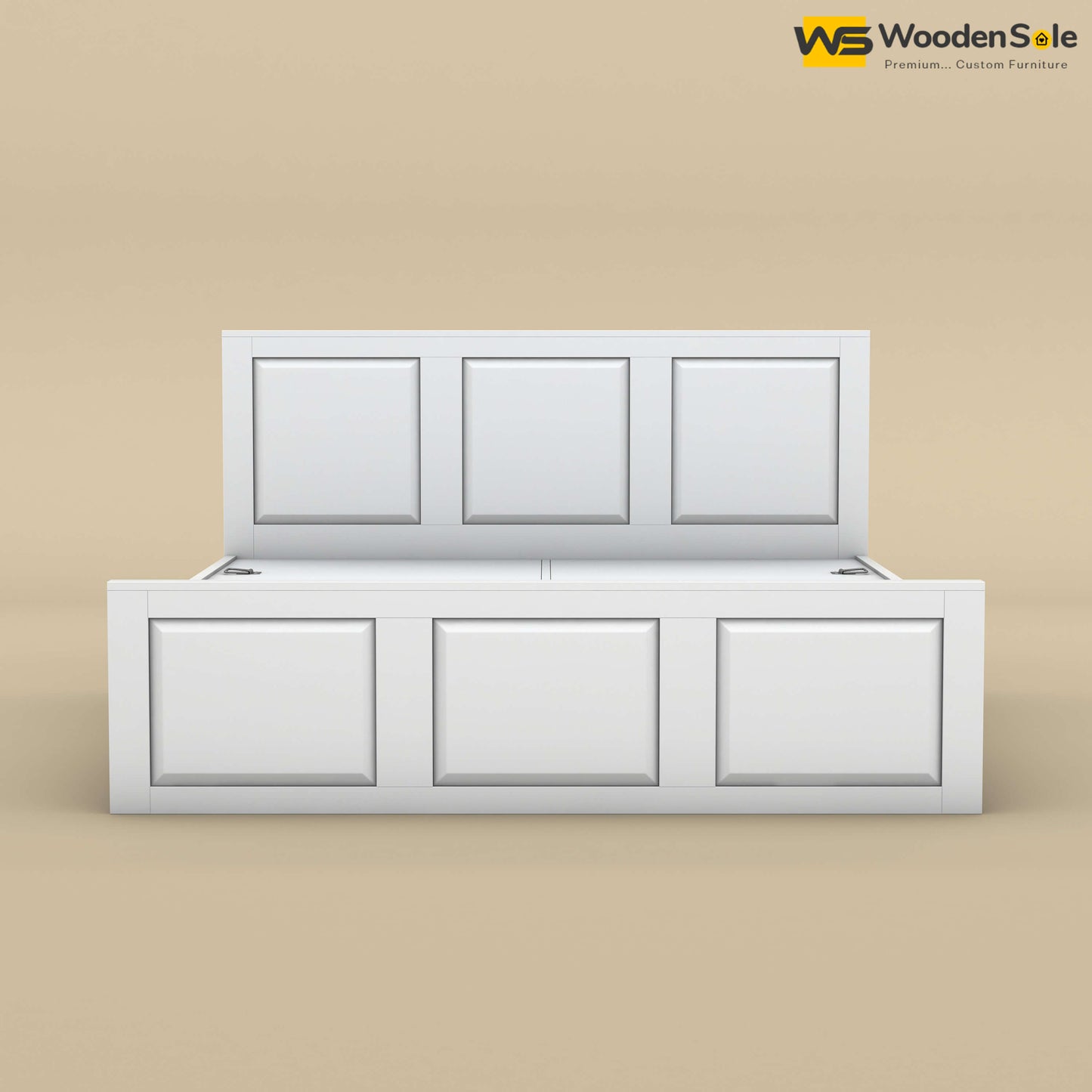 Big Diamond Box Storage Bed (King Size, White Finish)