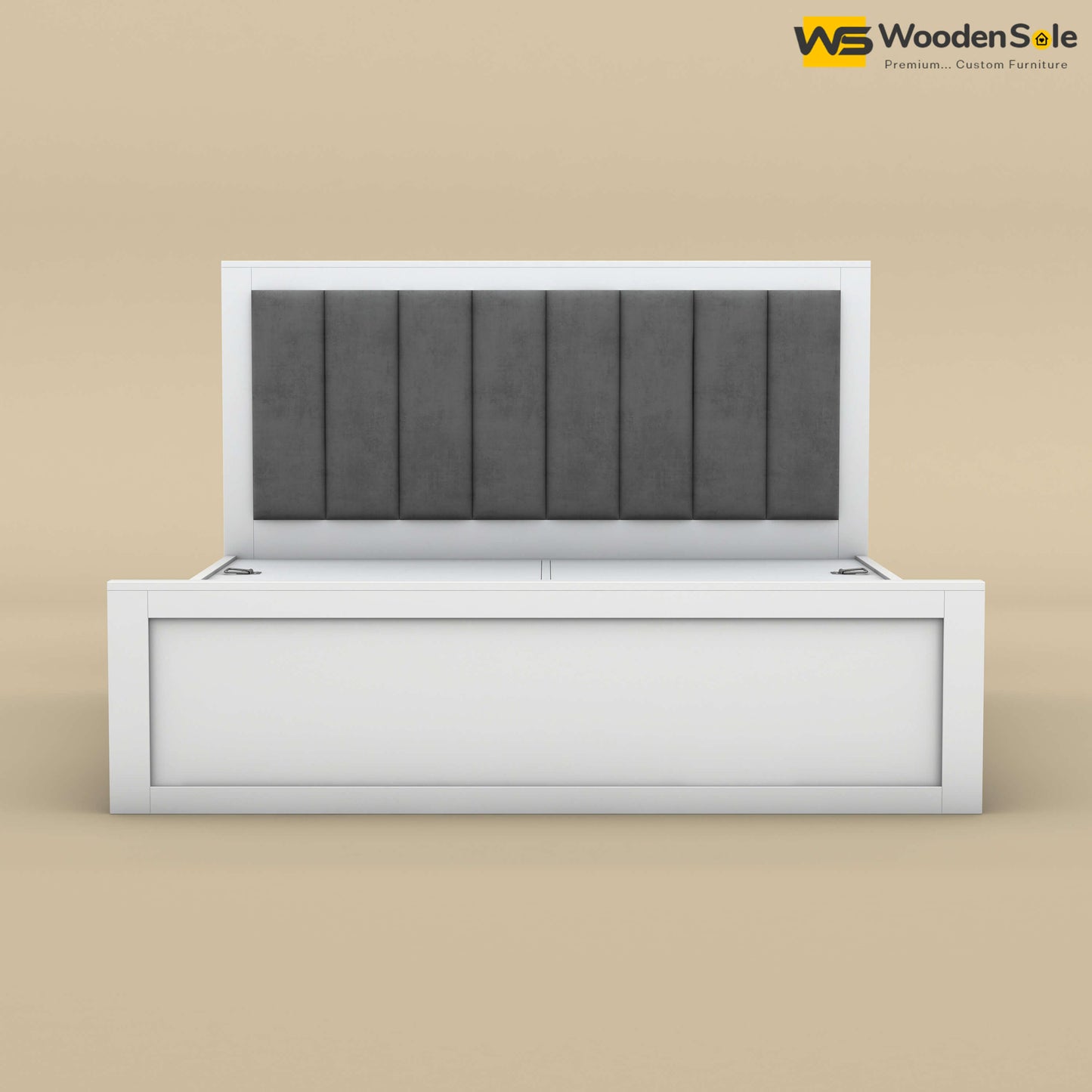 Hamza Box Storage Bed (King Size, White Finish)