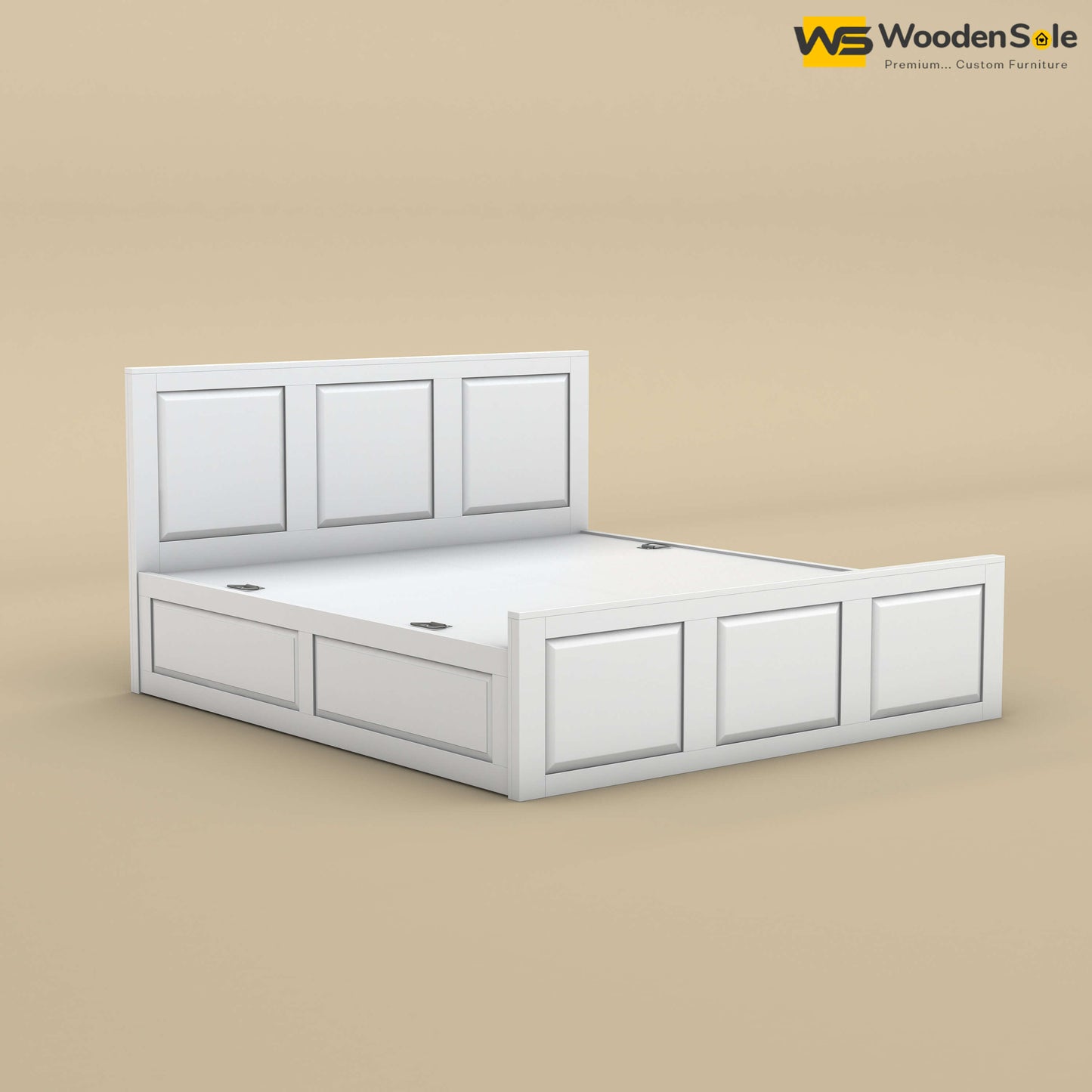 Big Diamond Box Storage Bed (King Size, White Finish)