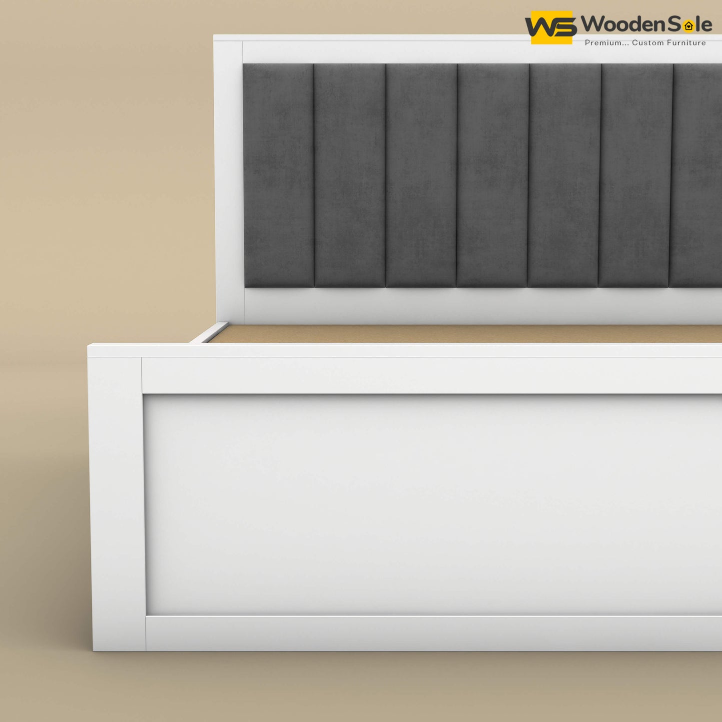 Hamza Hydraulic Storage Bed (King Size, White Finish)
