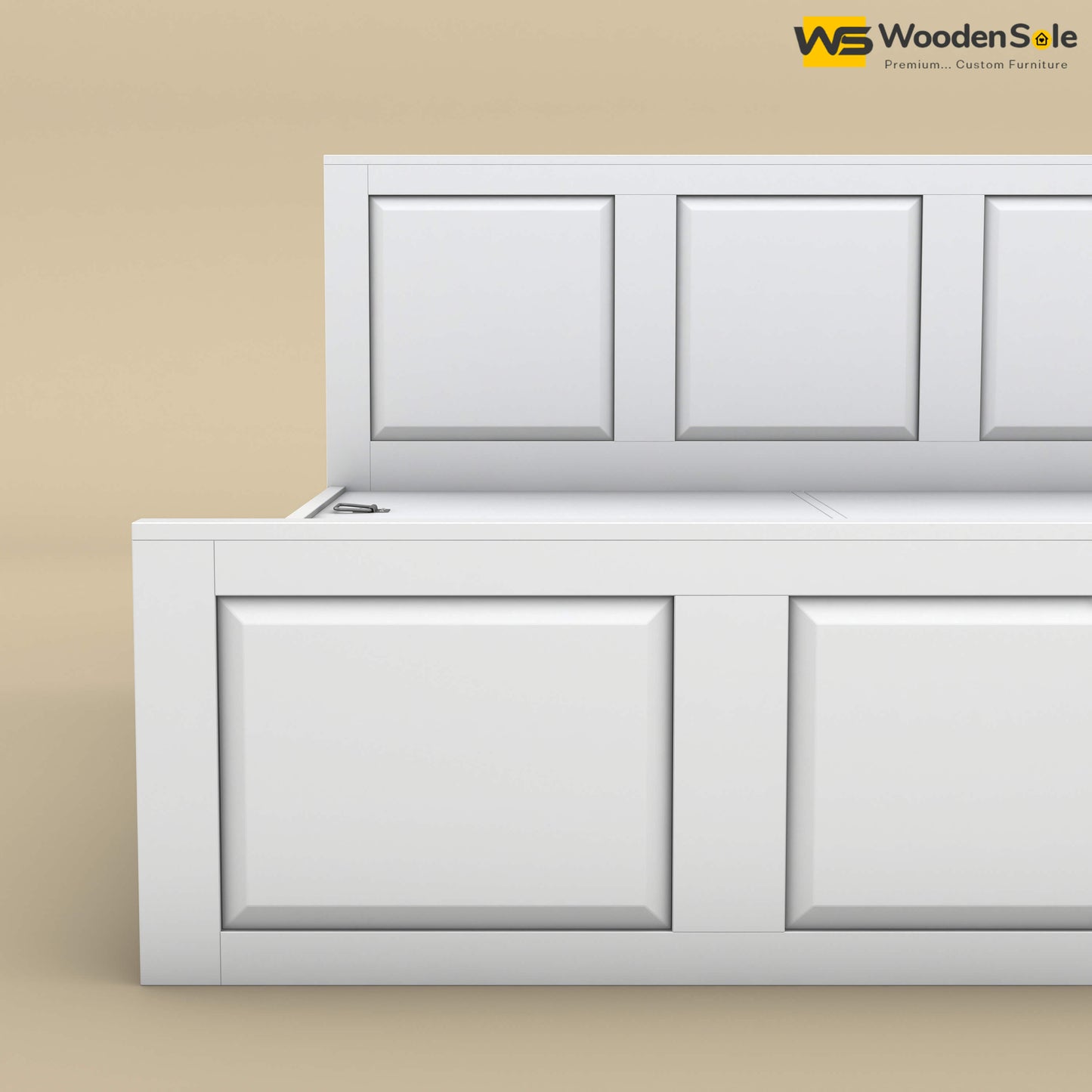 Big Diamond Box Storage Bed (King Size, White Finish)