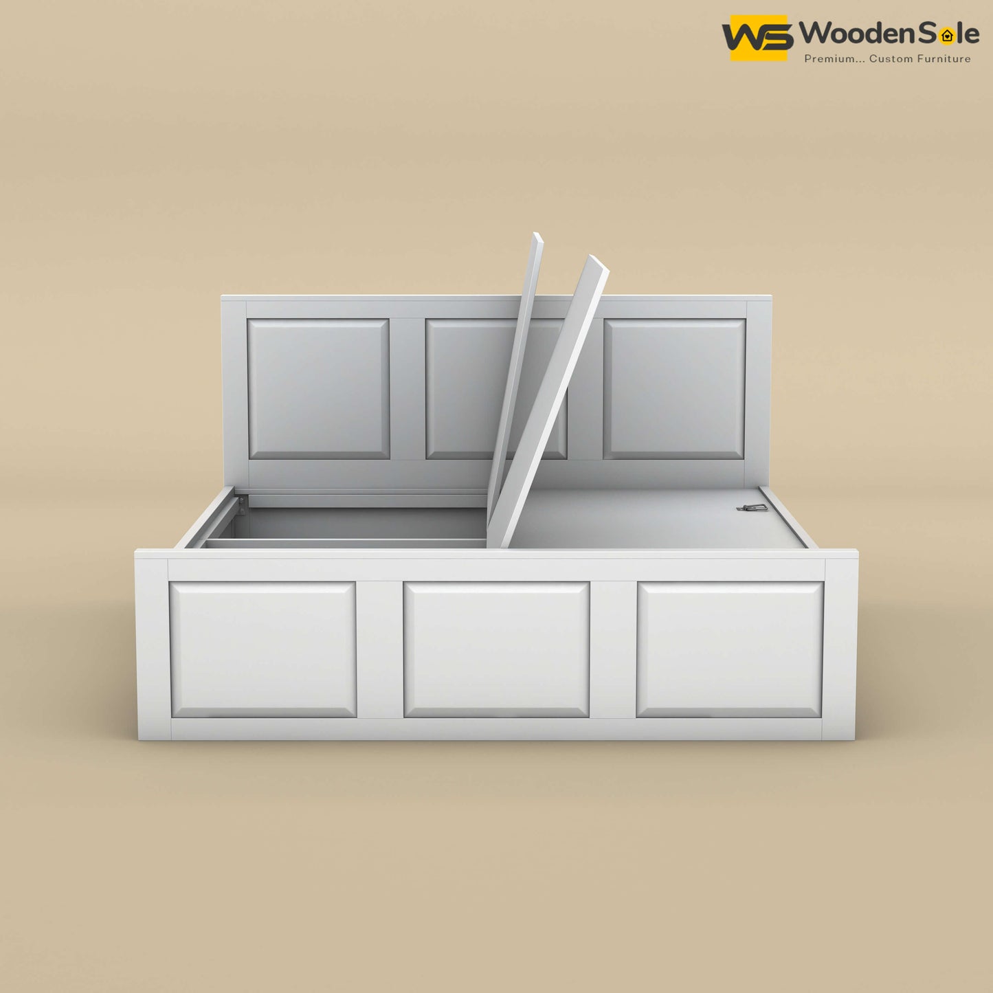 Big Diamond Box Storage Bed (King Size, White Finish)