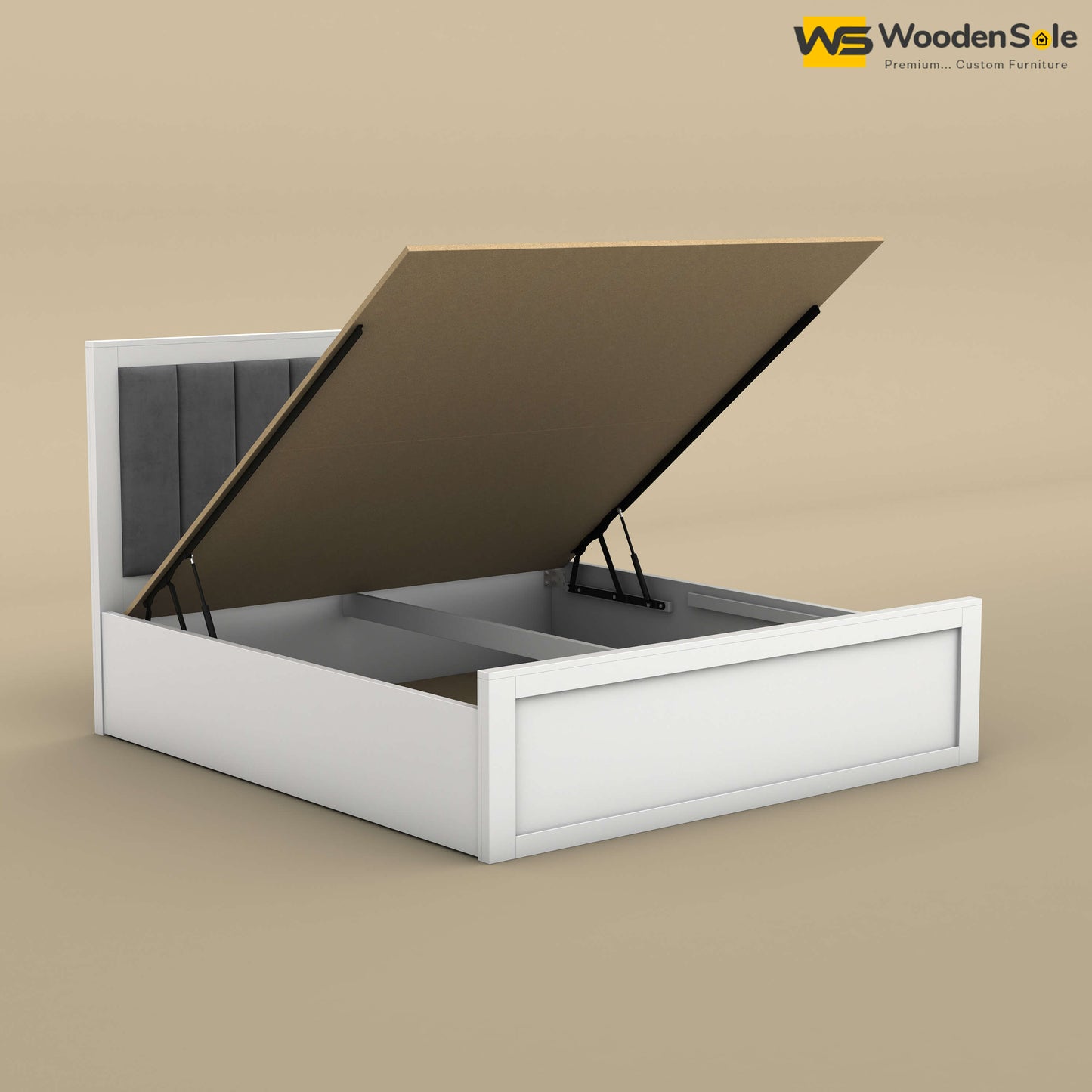 Hamza Hydraulic Storage Bed (King Size, White Finish)