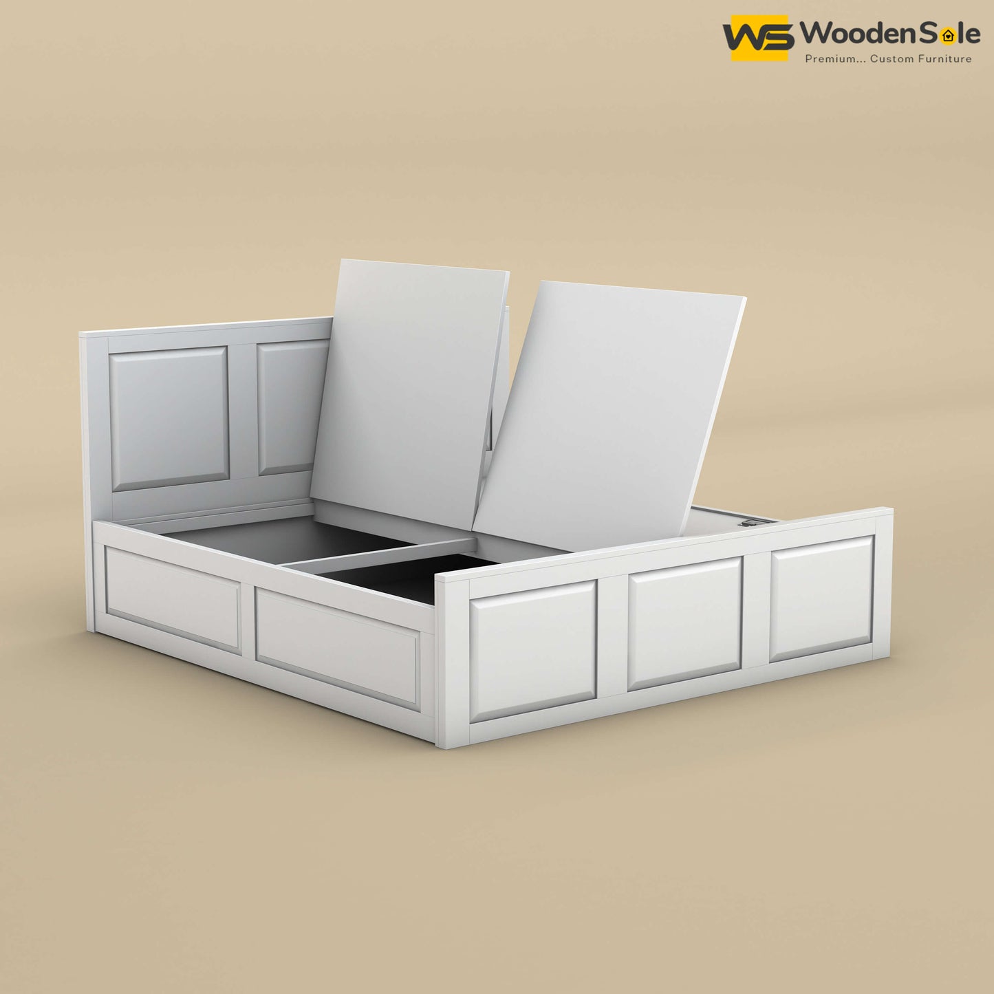 Big Diamond Box Storage Bed (King Size, White Finish)