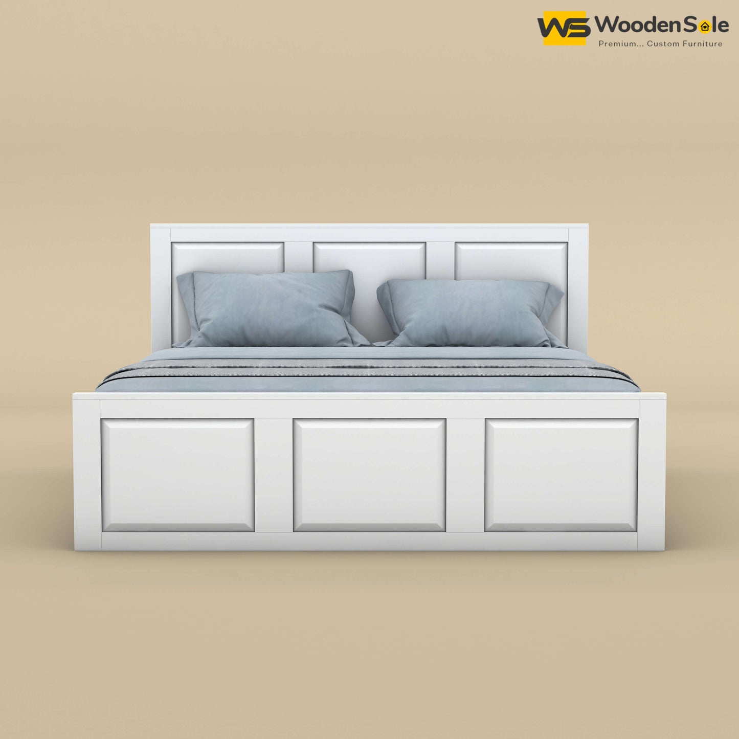 Big Diamond Box Storage Bed (King Size, White Finish)