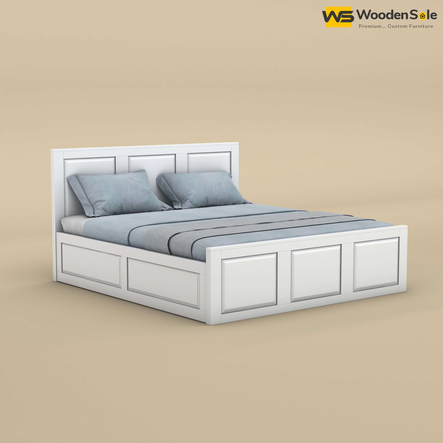 Big Diamond Box Storage Bed (King Size, White Finish)
