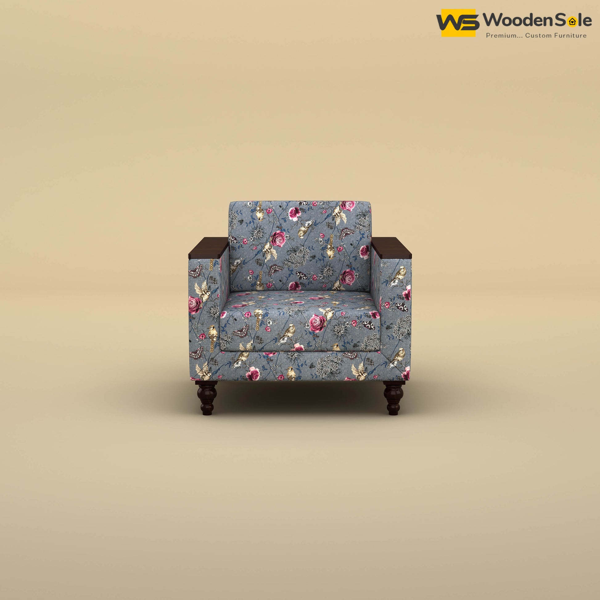 Tivoli 1 Seater Fabric Sofa (Cotton, Floral Printed)