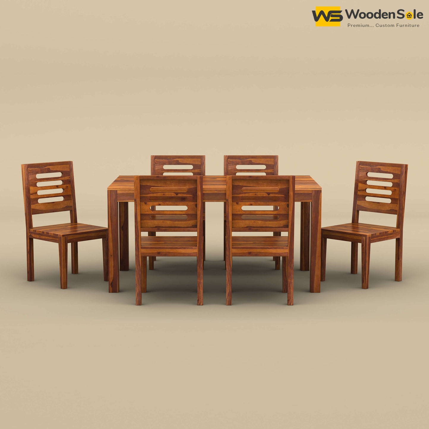 Sheesham Wood 6 Seater Dining Table Set (Honey Finish)