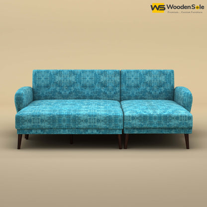Daisy L Shape Sofa Cum Bed (Cotton, Teal Blue)