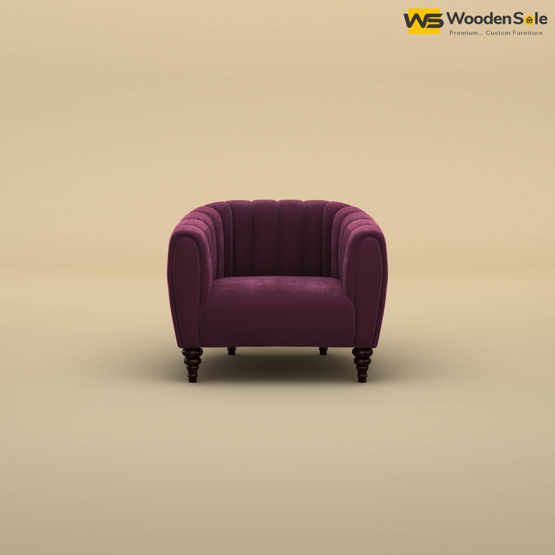 Amaya Single Seater Fabric Sofa (Velvet, Dark Purple)