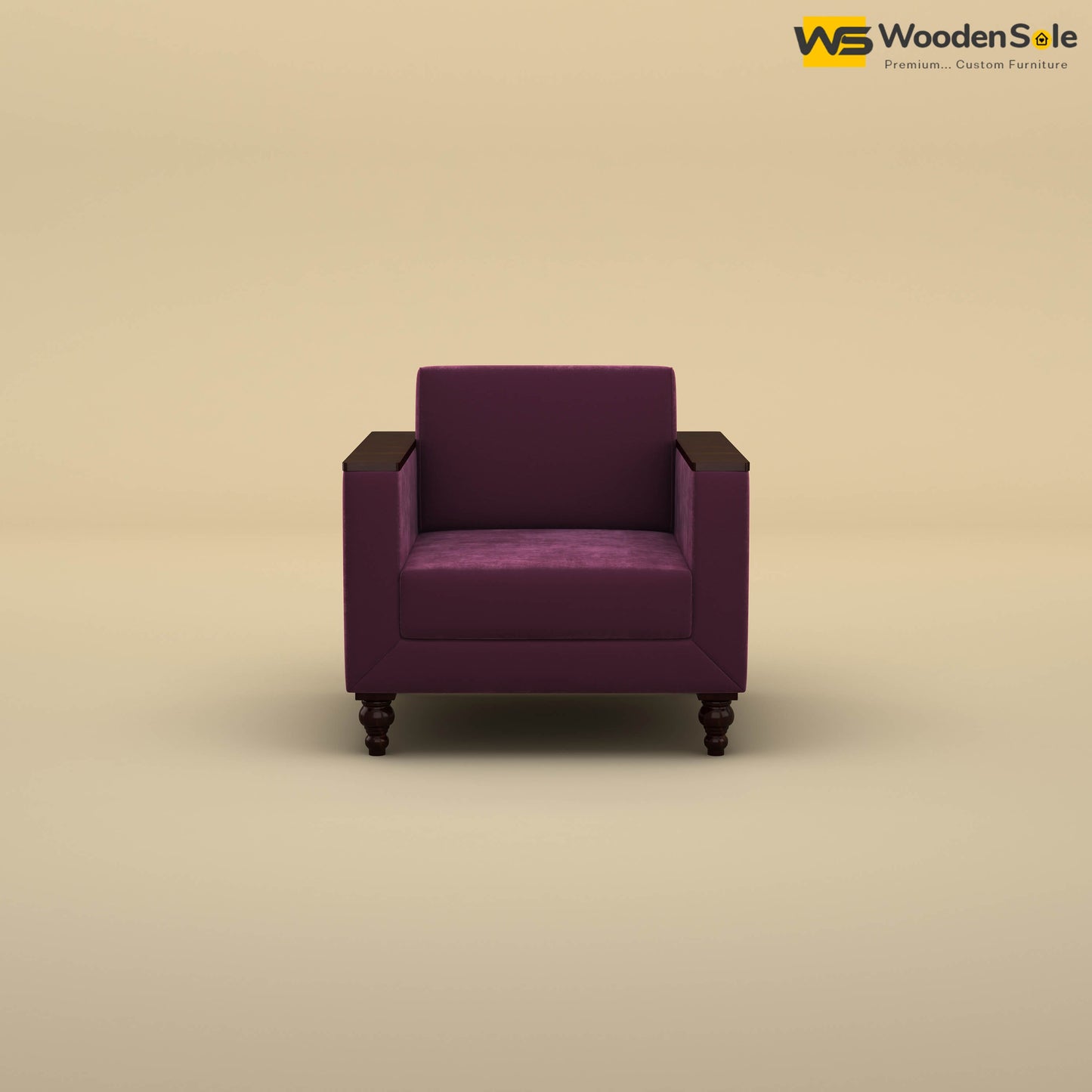 Tivoli 1 Seater Fabric Sofa (Velvet, Dark Purple)