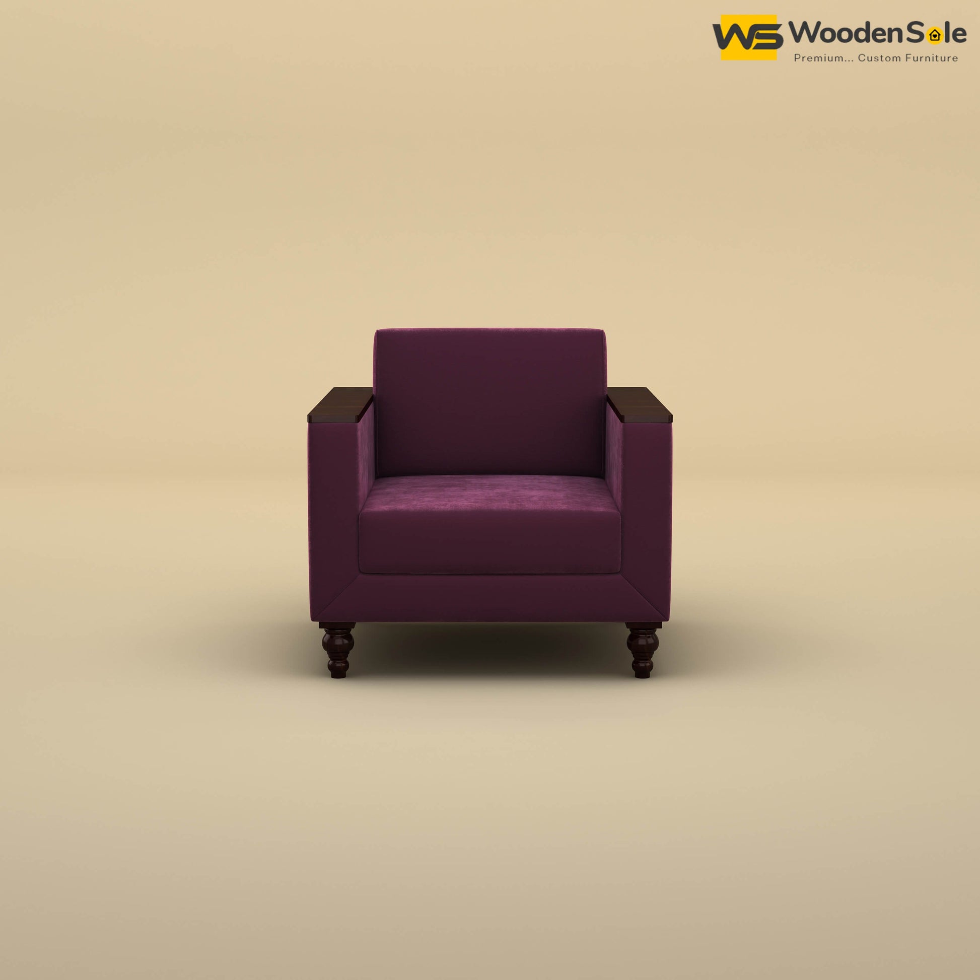 Tivoli 1 Seater Fabric Sofa (Velvet, Dark Purple)