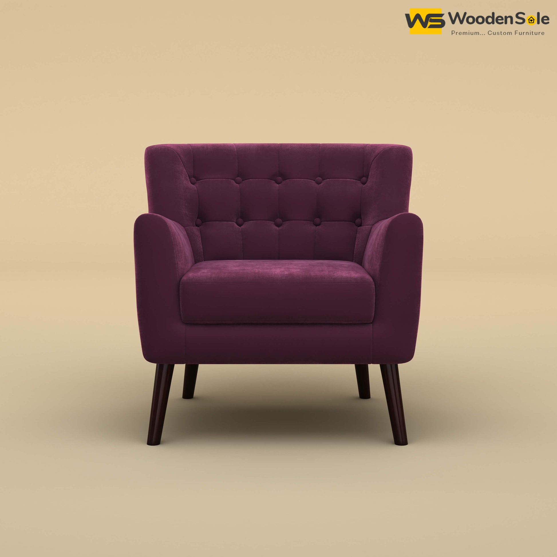 Figo Tufted Lounge Chair (Velvet, Dark Purple)