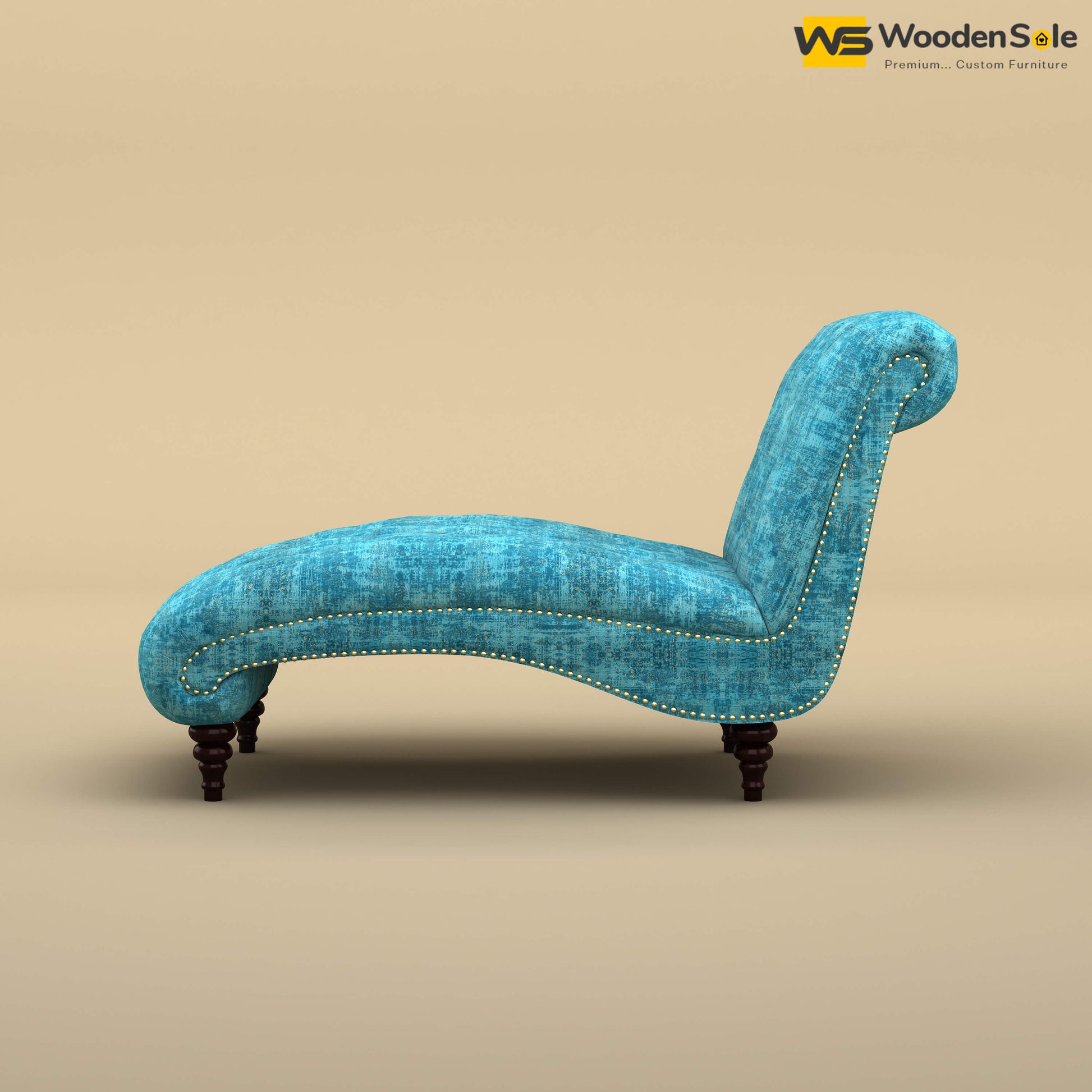 Toronto Chaise Lounge (Cotton, Teal Blue)