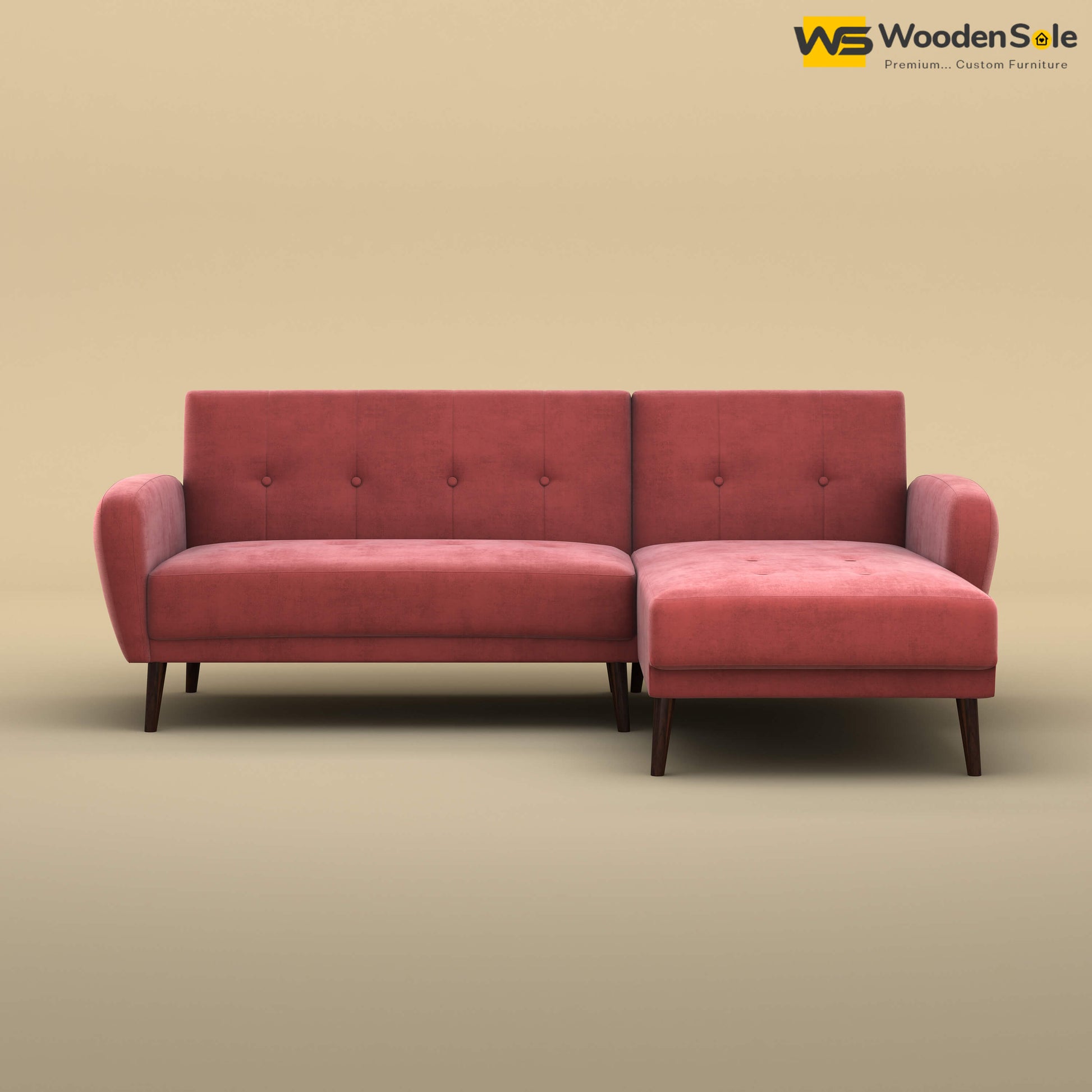 Daisy L Shape Sofa (Velvet, Pink)