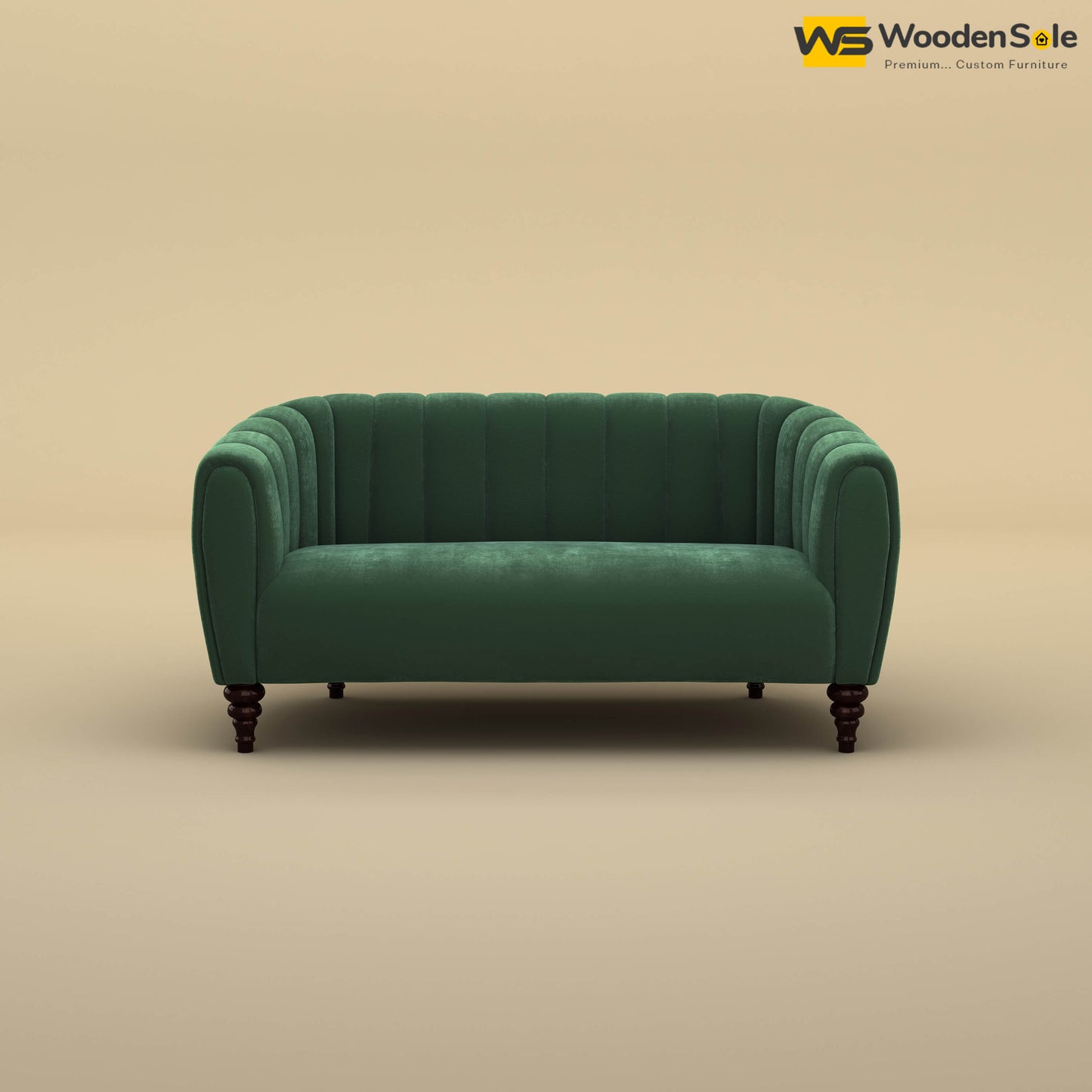 Amaya Two Seater Fabric Sofa (Velvet, Forest Green)