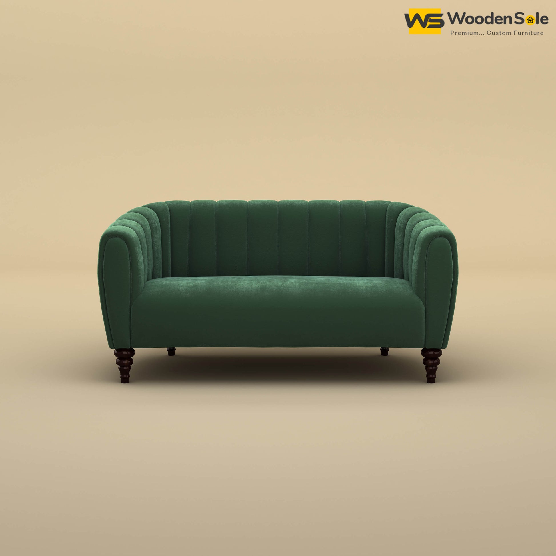 Amaya Two Seater Fabric Sofa (Velvet, Forest Green)