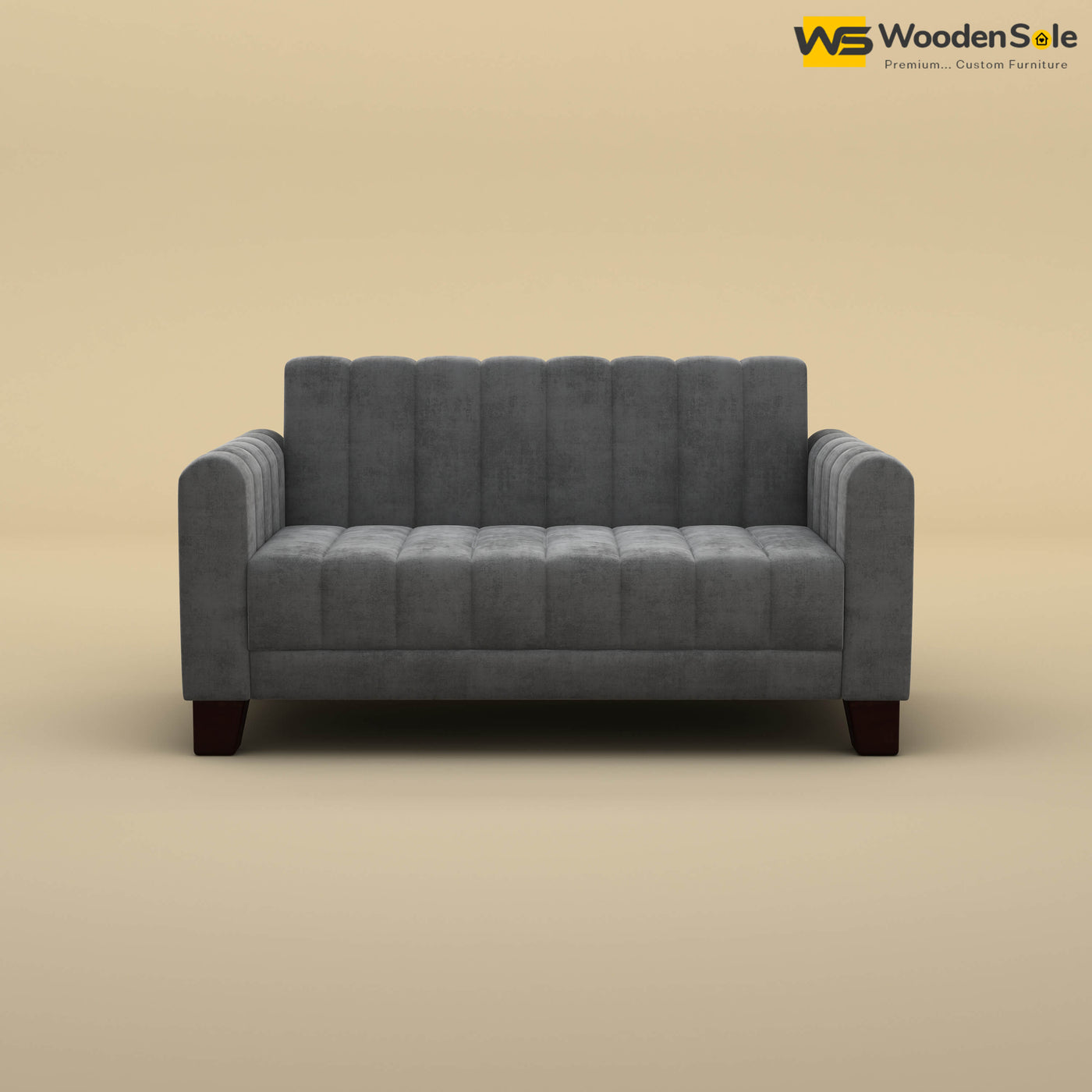 Furo 2 Seater Fabric Sofa (Velvet, Charcoal Gray)