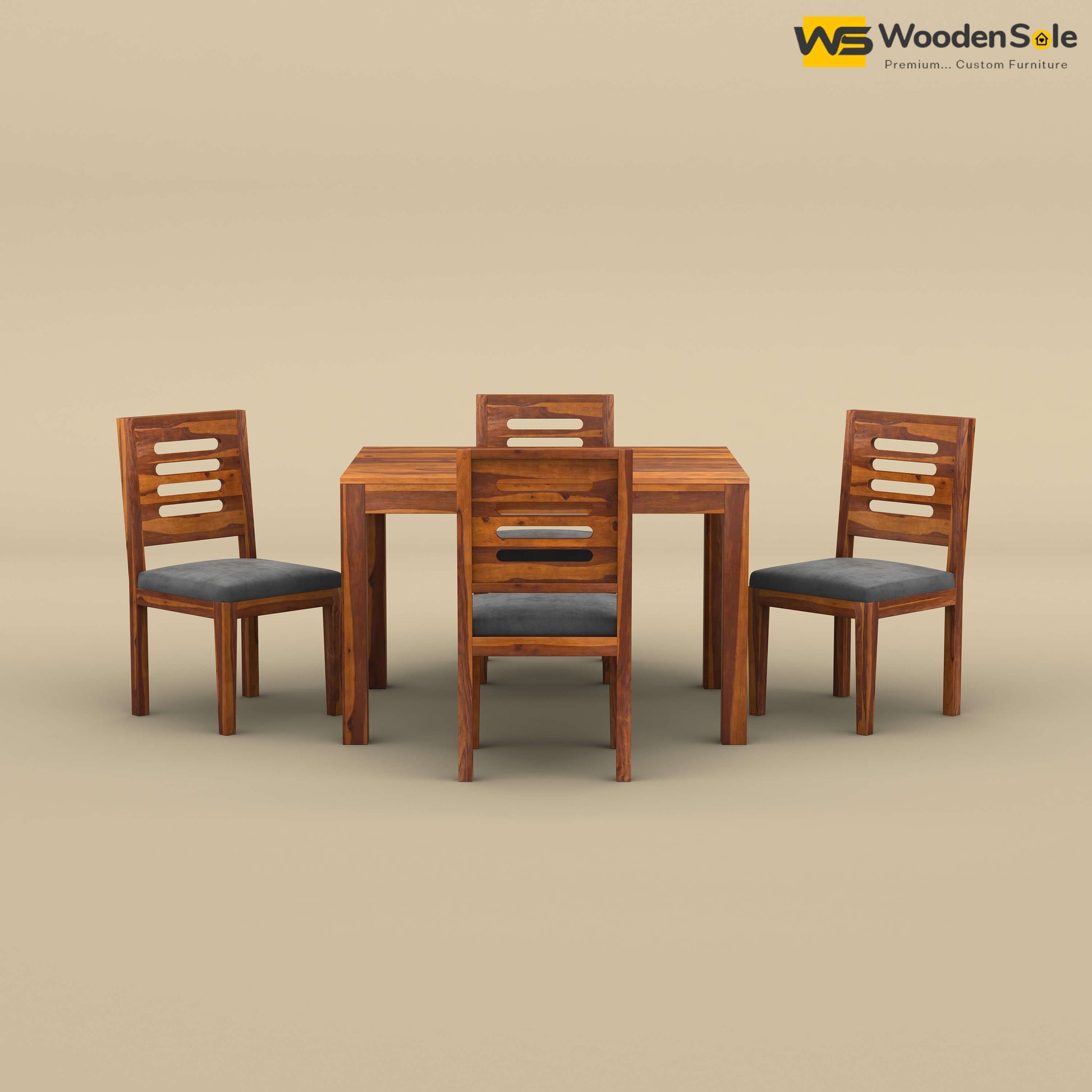 Sheesham Wood 4 Seater Dining Set with Upholstery Chair (Honey Finish)