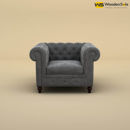 Maharaja Fabric 1 Seater Sofa (Velvet, Charcoal Gray)