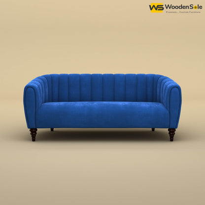 Amaya Three Seater Fabric Sofa (Velvet, Royal Blue)