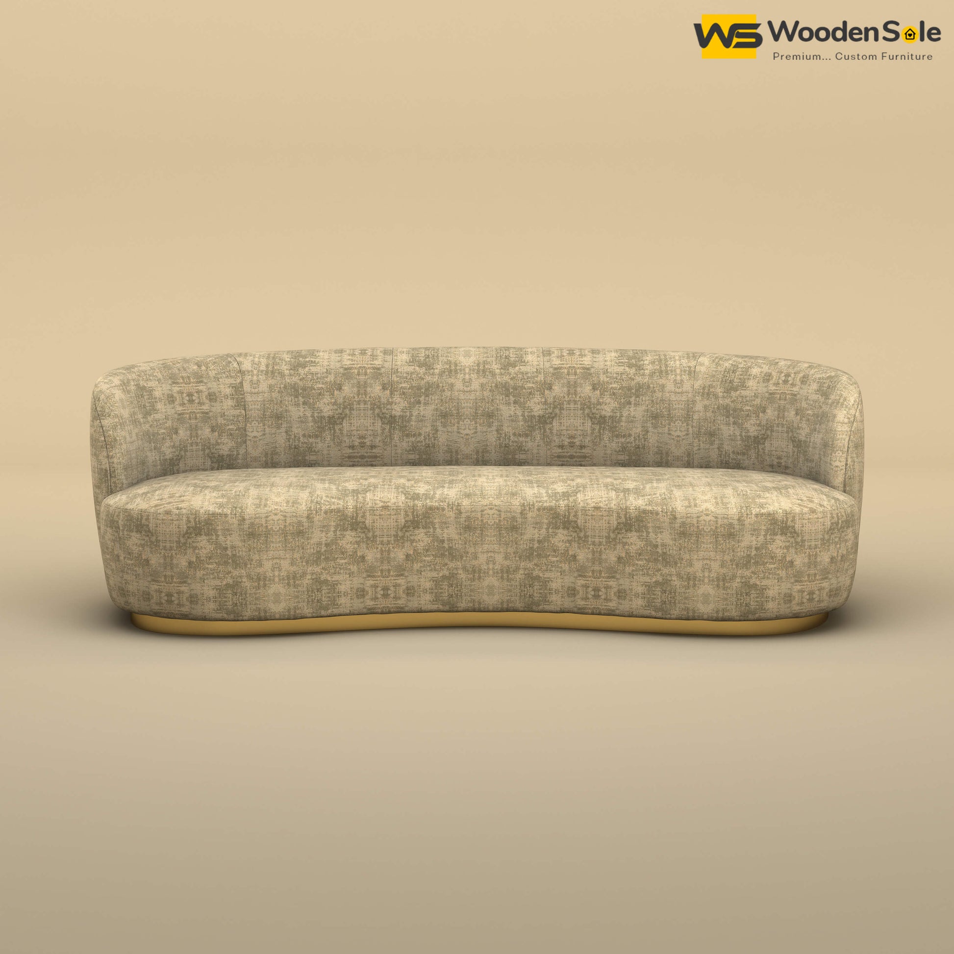 Rene Curved Modern 3-Seater Sofa (Cotton, Patchy Cream)