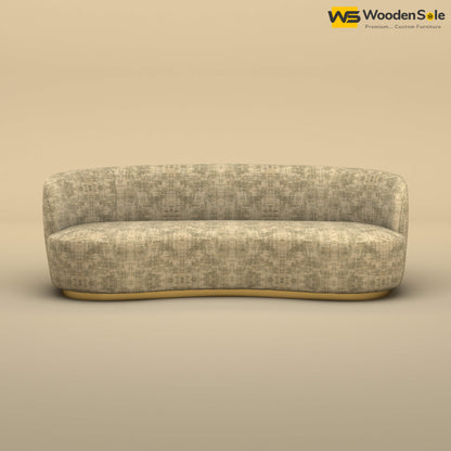 Rene Curved Modern 3-Seater Sofa (Cotton, Patchy Cream)