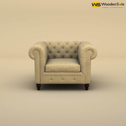 Maharaja Fabric 1 Seater Sofa (Cotton, Faux Cream)