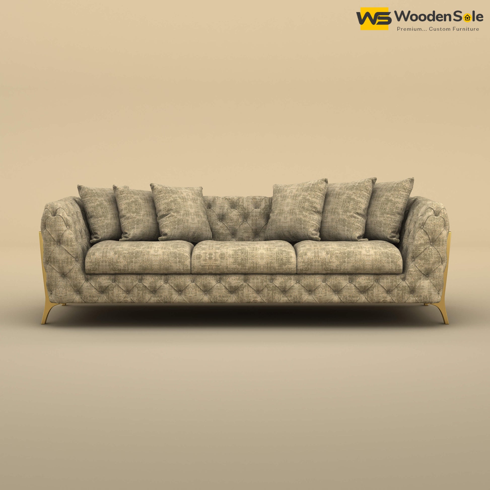 Adhira 3 Seater Premium Sofa (Cotton, Patchy Cream)