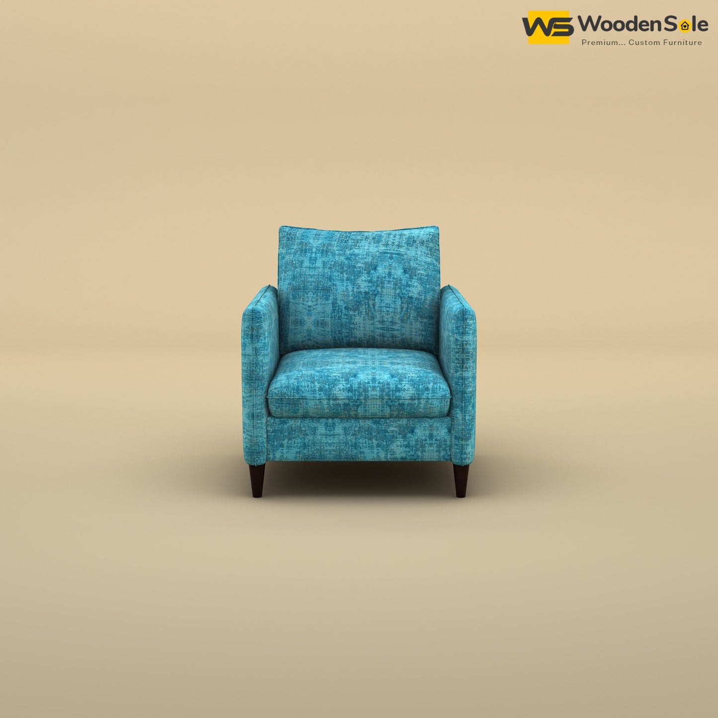 Citron 1 Seater Fabric Sofa (Cotton, Teal Blue)