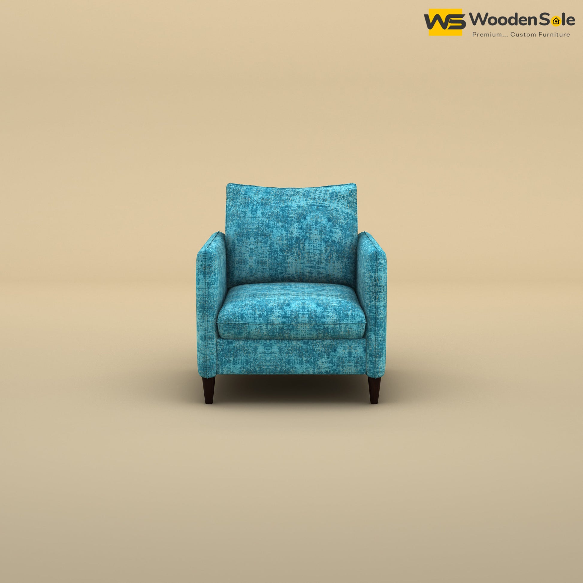 Citron 1 Seater Fabric Sofa (Cotton, Teal Blue)