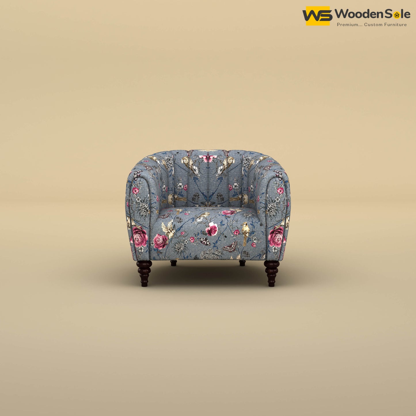 Amaya Single Seater Fabric Sofa (Cotton, Floral Printed)