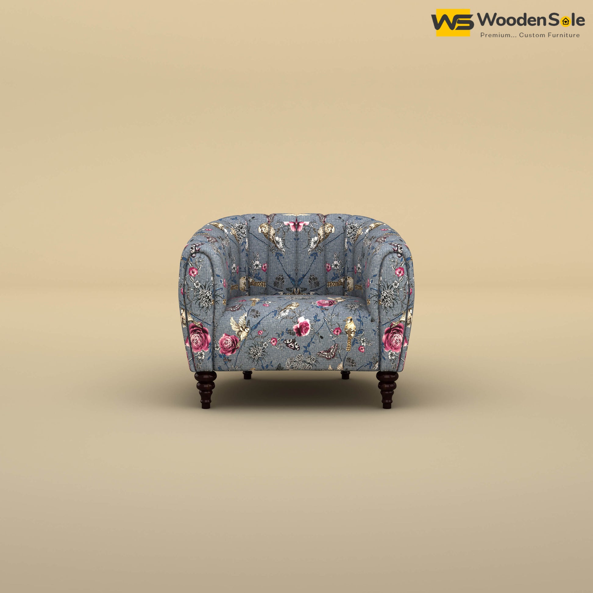 Amaya Single Seater Fabric Sofa (Cotton, Floral Printed)