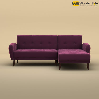 Daisy L Shape Sofa (Velvet, Dark Purple)